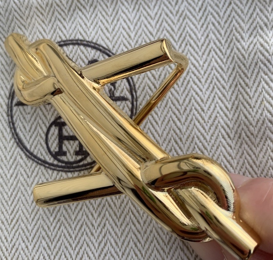 38mm Hermès H Noué belt buckle in gold-plated metal Sailor Knot New Hermes Auc