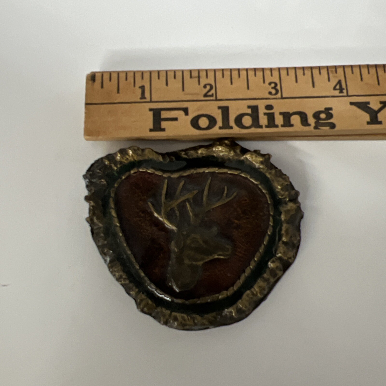 Vintage Touchstone Inc 1978 Hunters Deer Buck Belt Buckle Brass Heavy