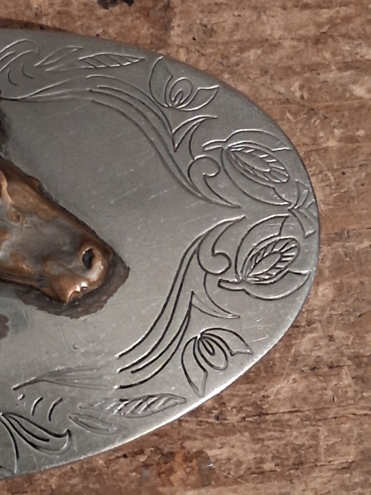 Hores Belt Buckle Nickel Silver Vintage 70s