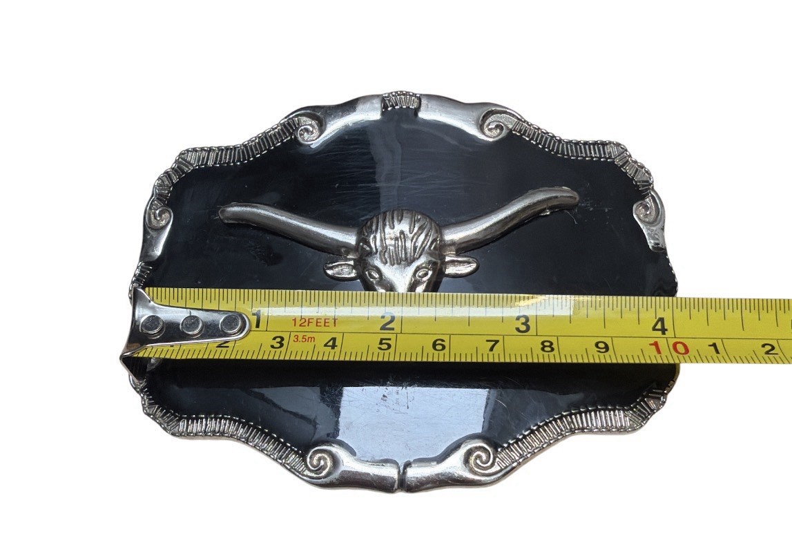 Belt Buckle Bull Steer Cowboy Western Rodeo Belt Black