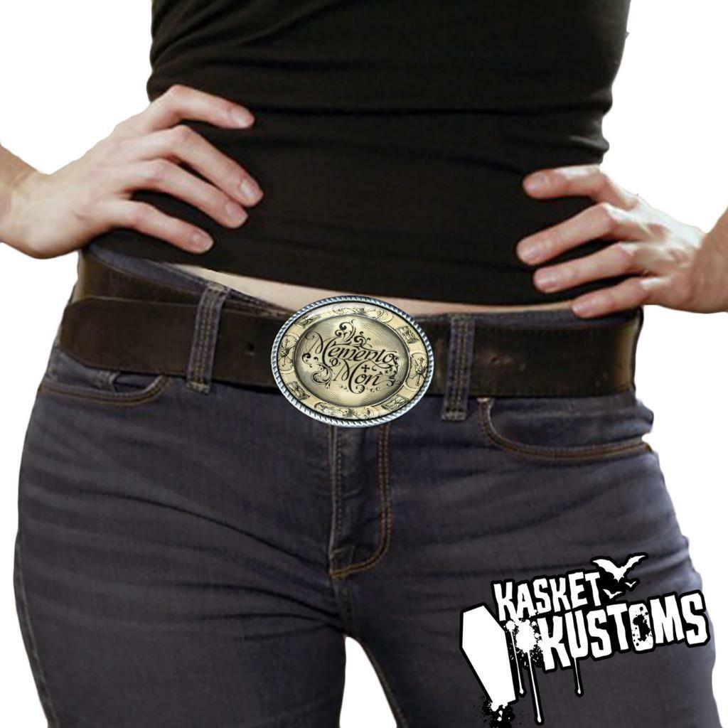 Victorian Memento Mori Belt Buckle – Gothic Silver Handmade Artisan – 132-4