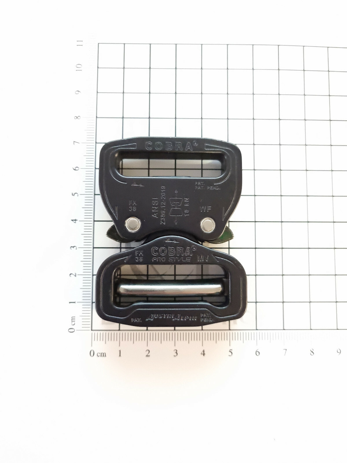 AustriAlpin ANSI Cobra 38mm Matt Black Buckle- Male Adj Female Fixed -FX38MVF-B