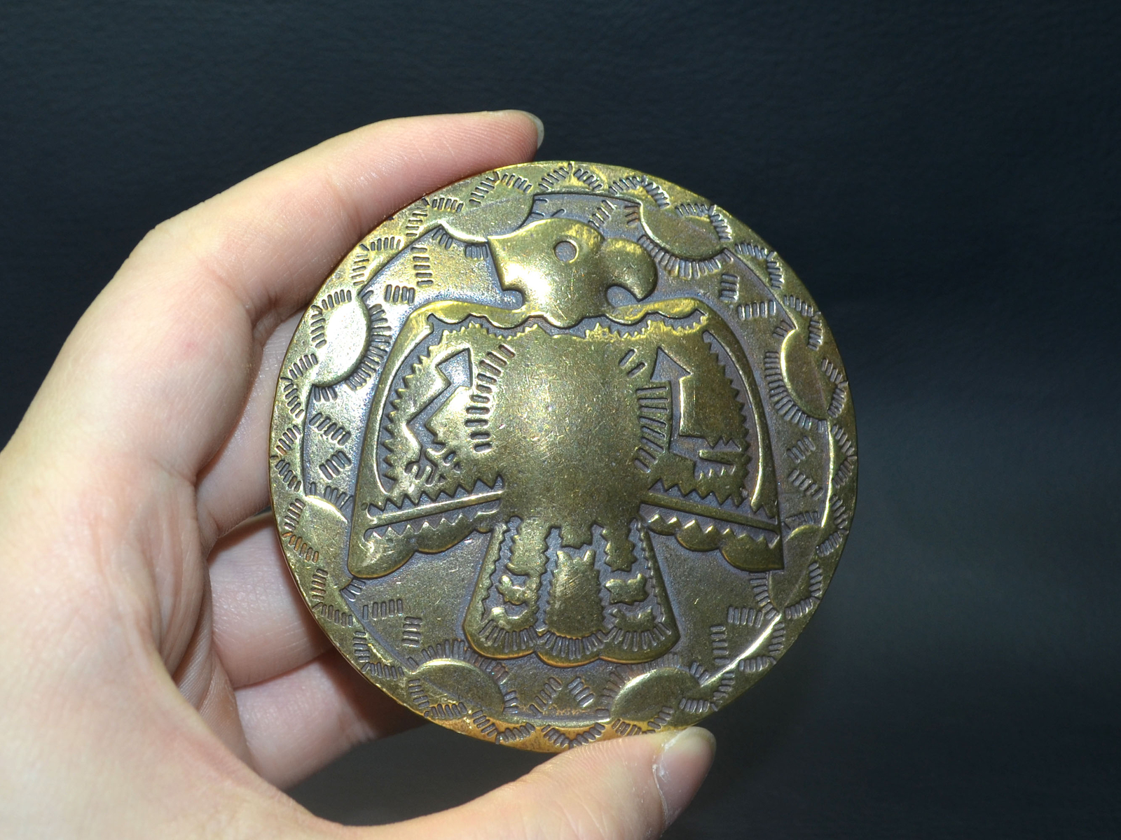 Solid Brass Casting Sunbird Belt Buckle,Sun God Bird Totem Artwork Belt Buckle