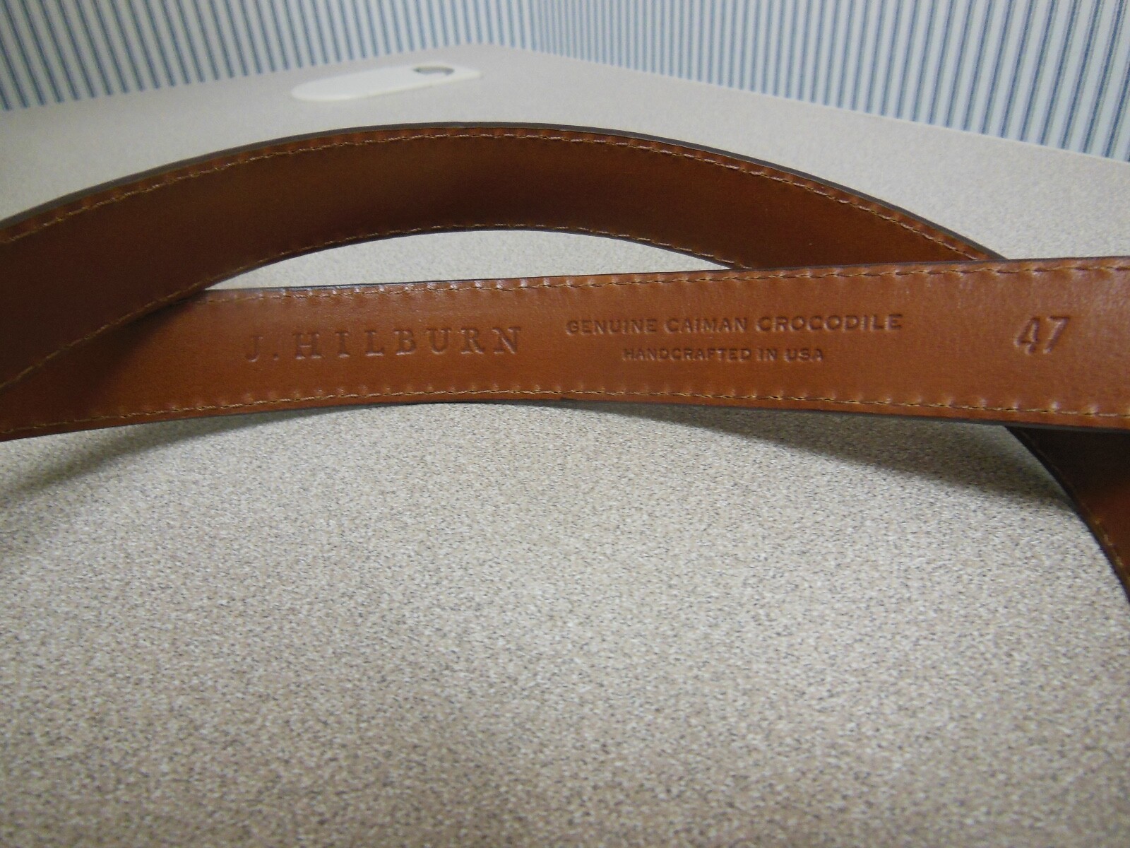 J. HILBURN Men&rsquo;s Brown Caiman Crocodile Belt Brass Buckle USA Size 47