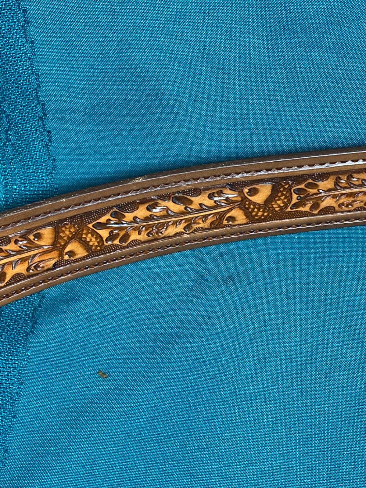 Tex Tan Full Grain Cowhide Belt Size 36 Tool Silver Buckle Polished Amber Stone
