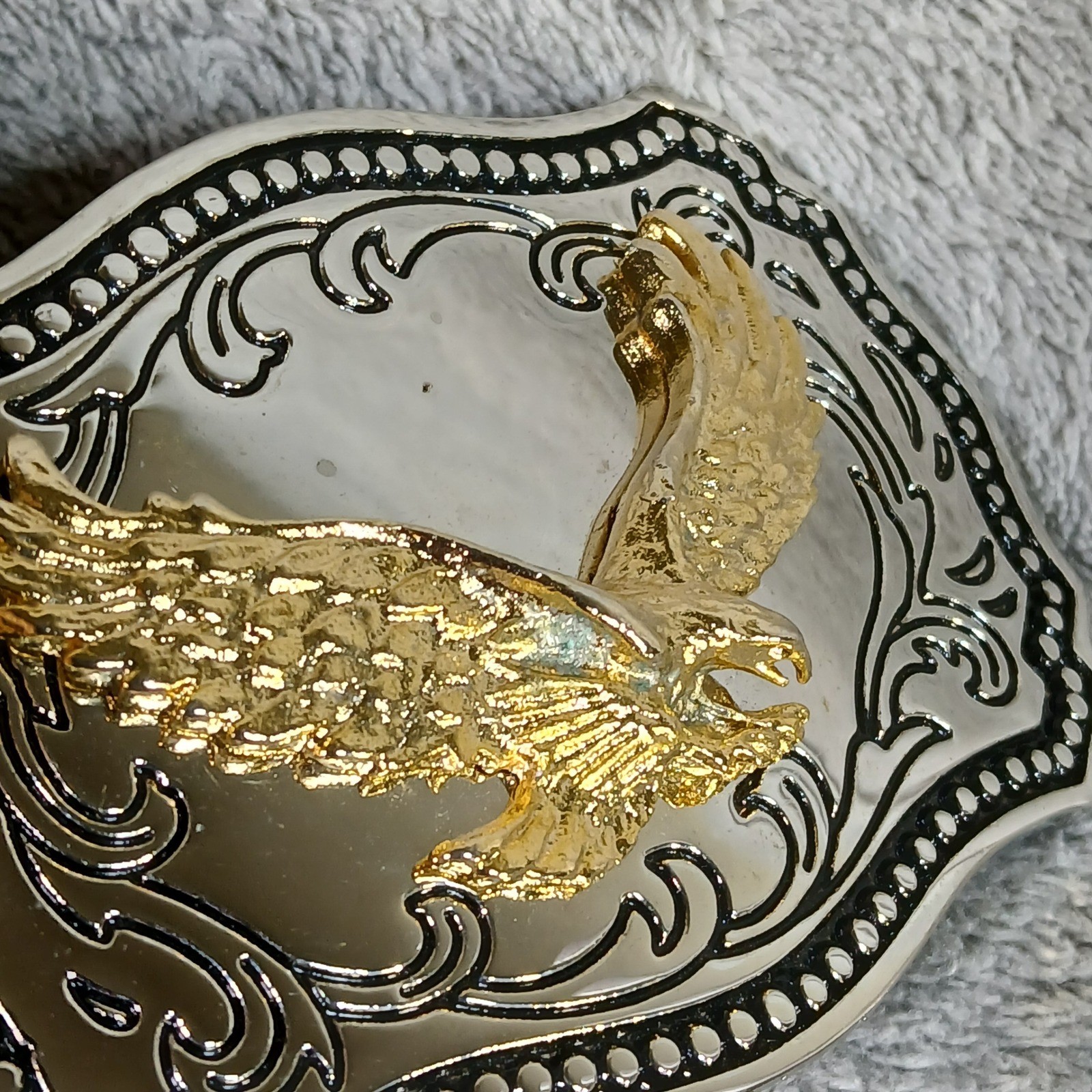 Vintage USA Eagle Belt Buckle Mens Gold Tone Eagle Western 90s Metal Cowboy