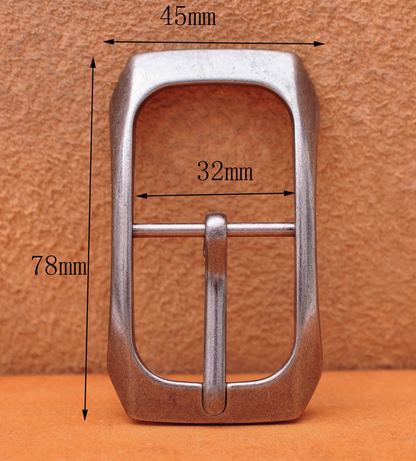Arch Solid Rectangular Antique Silver Center Bar Pin Belt Buckle Fit 32mm Strap