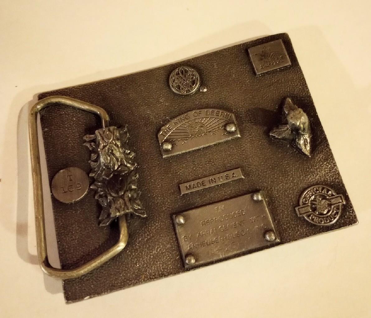 Pristine Vintage Bergamot Brass Works Budweiser Horse Belt Buckle Model T169