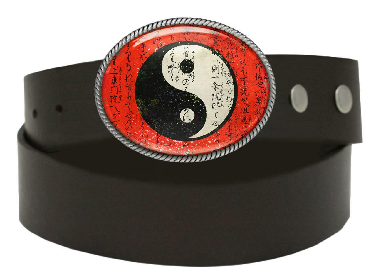 Yin Yang Oriental Grunge Art Handmade Artisan Oval Resin Belt Buckle
