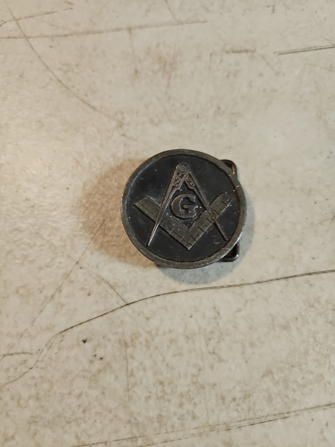 Vintage FREEMASON Metal Round Belt Buckle MASONIC.