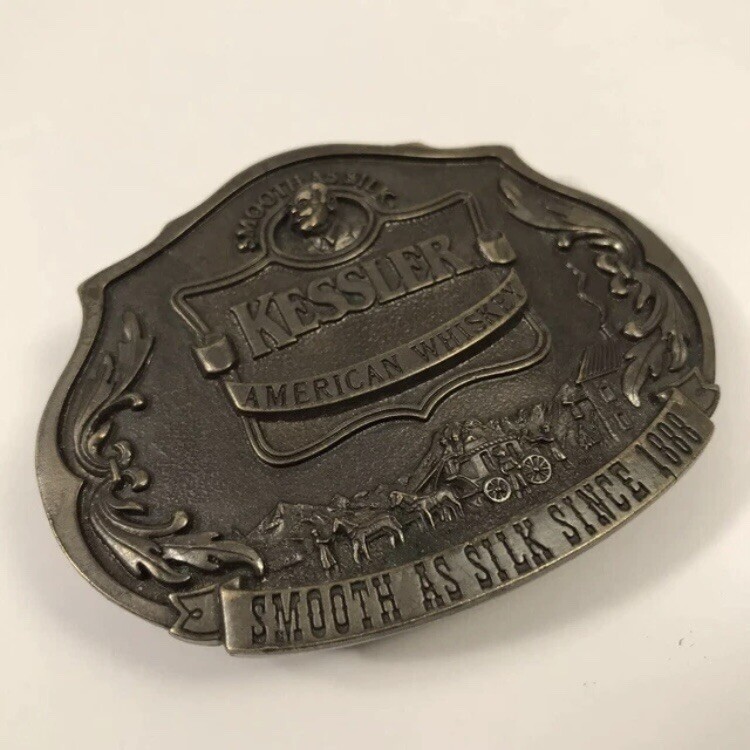 Vintage Kessler American Whiskey Western Brass Belt Buckle Limited Edition 1993