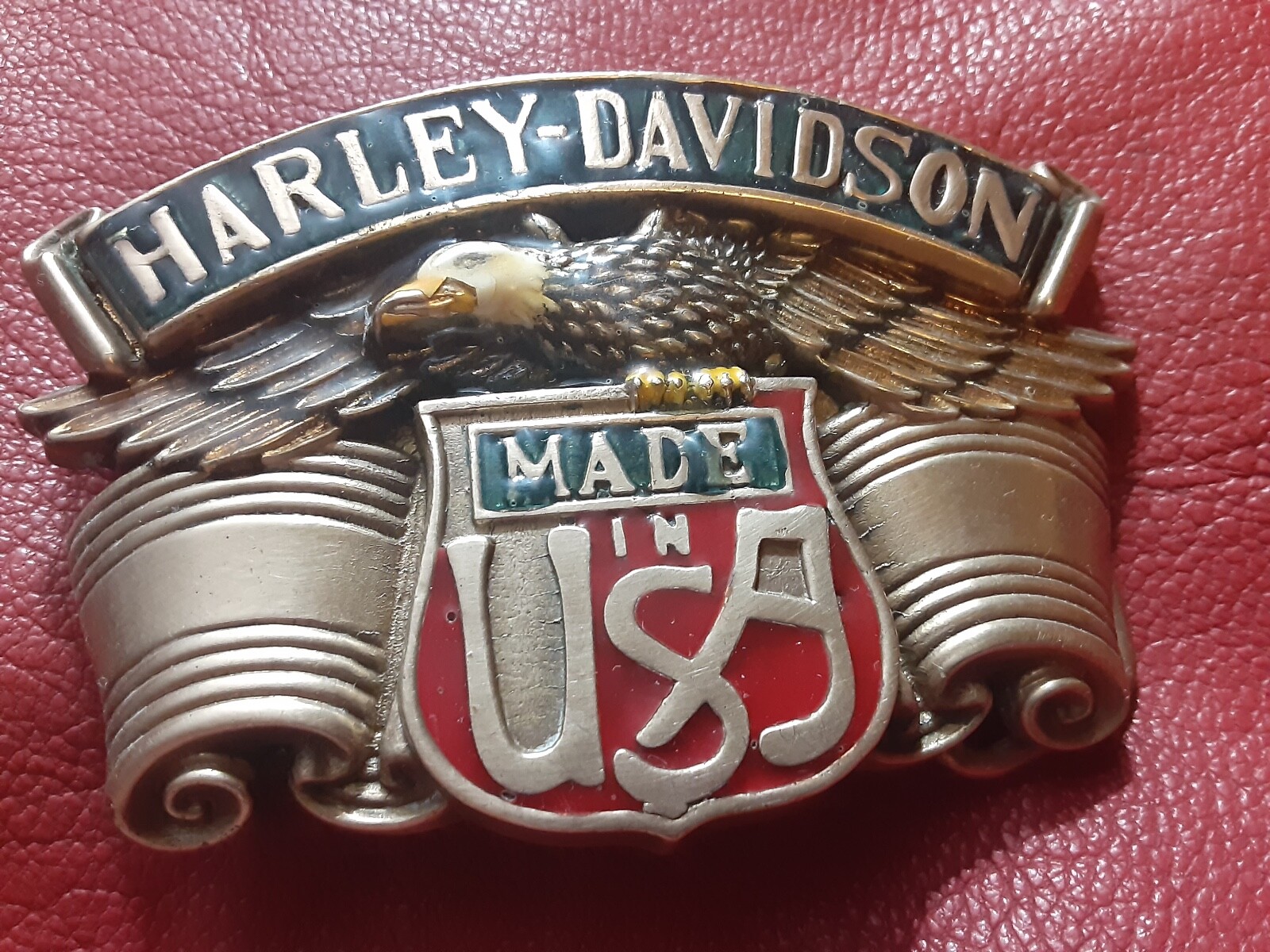 vintage baron Harley Davidson Belt Buckle Solid Brass Eagle Wings