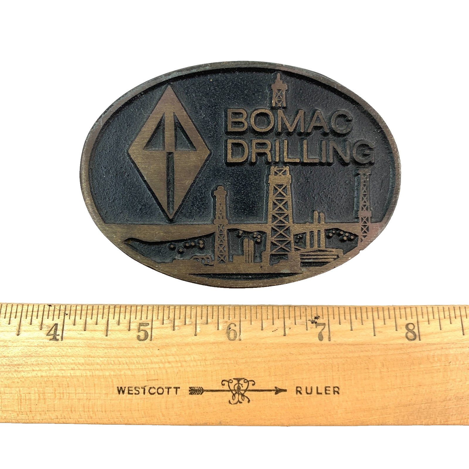 Vintage Bomac Drilling Provo Utah DynaBuckle Bronze Metal Belt Buckle