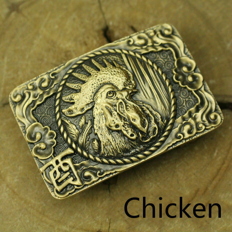 Chinese Zodiac Belt Buckles Brass Golden Toad Embossed Buckle Head Retro Decor