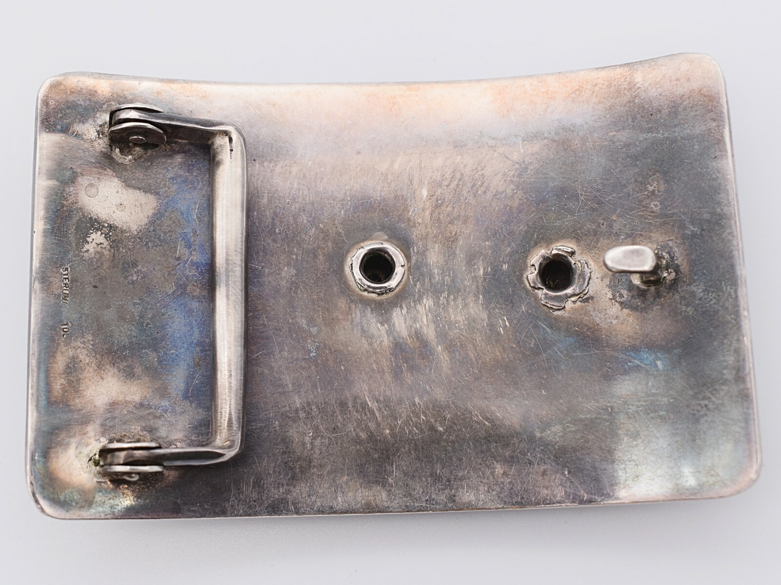 Solid Sterling Silver Elephant Watering Hole Vintage Belt Buckle Hallmarked TOC