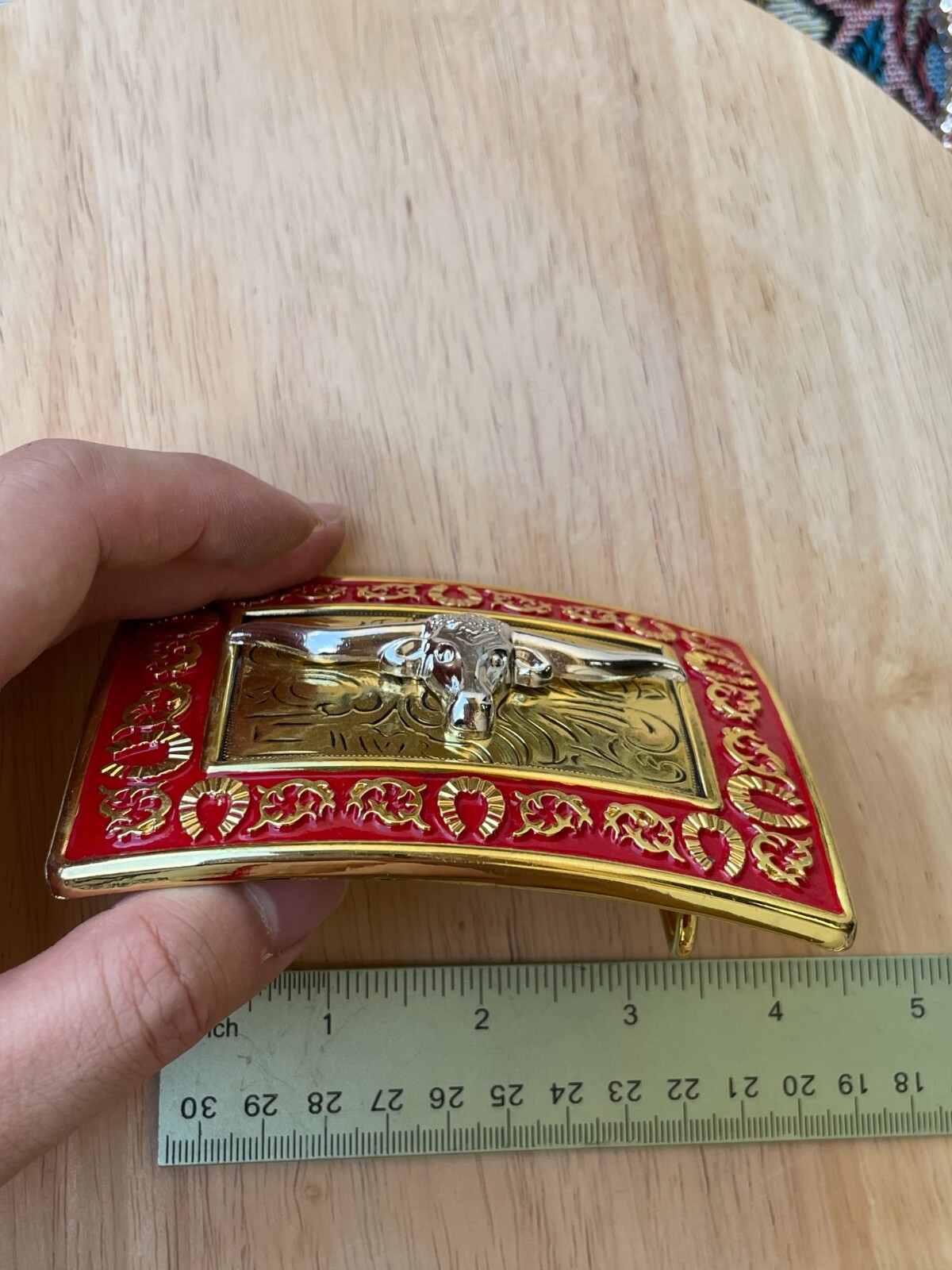 Western Buckle Gold Silver Red Longhorn Bull Cowboy Fit 2 » Hebillas Vaqueras