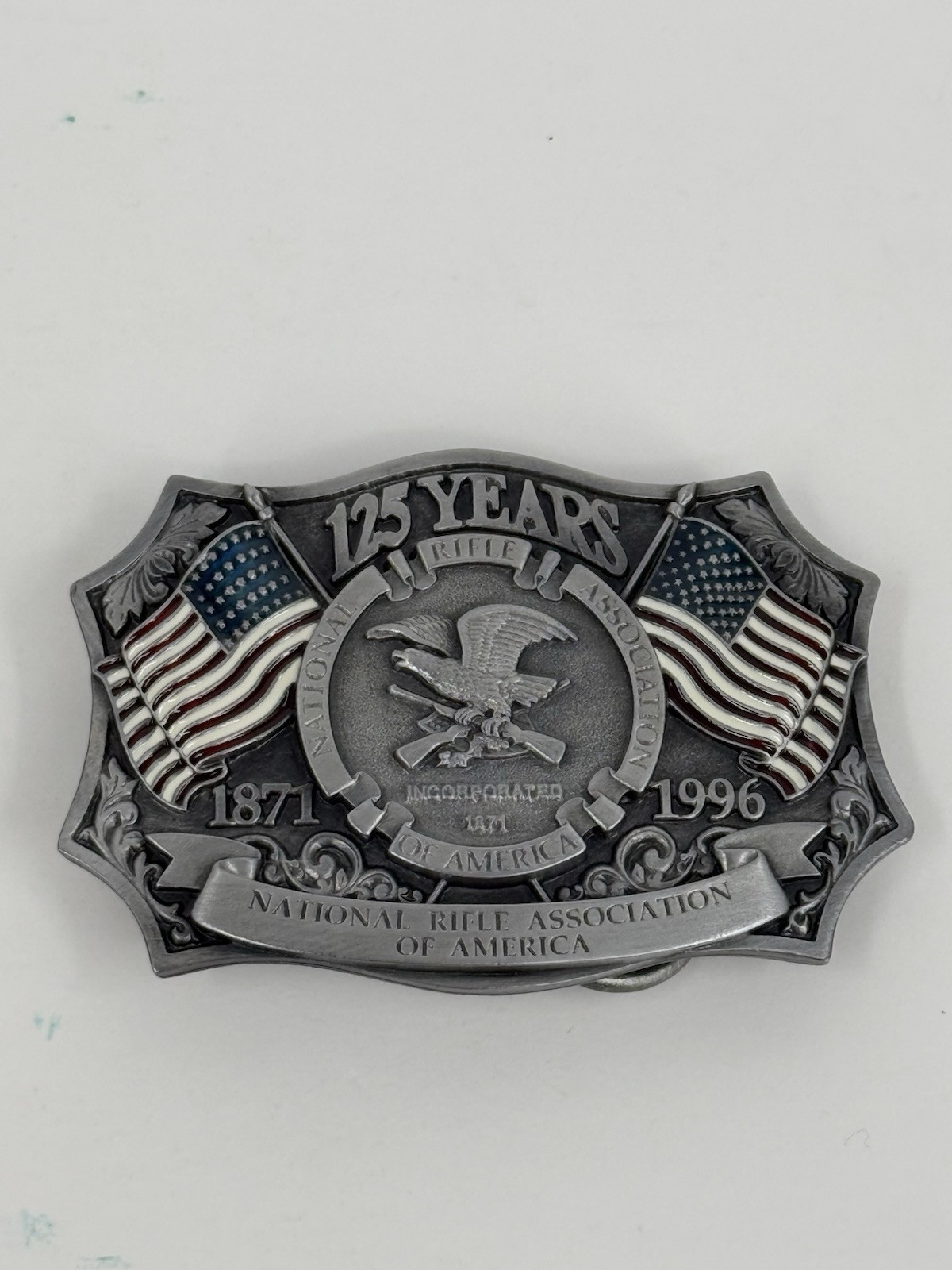 Vintage NRA National Rifle Association Of America Pewter Belt Buckle Made In USA