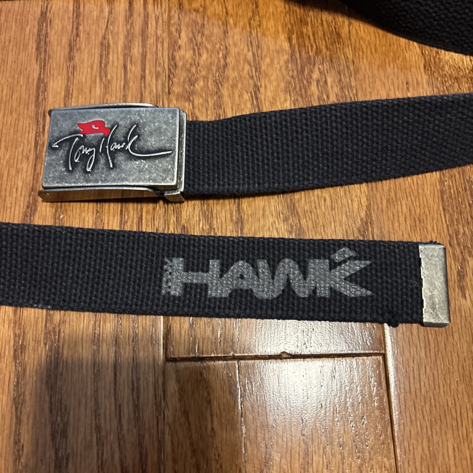 Vintage Tony Hawk Black 36&Prime; Web Belt Metal Buckle Red Hawk Skateboarding