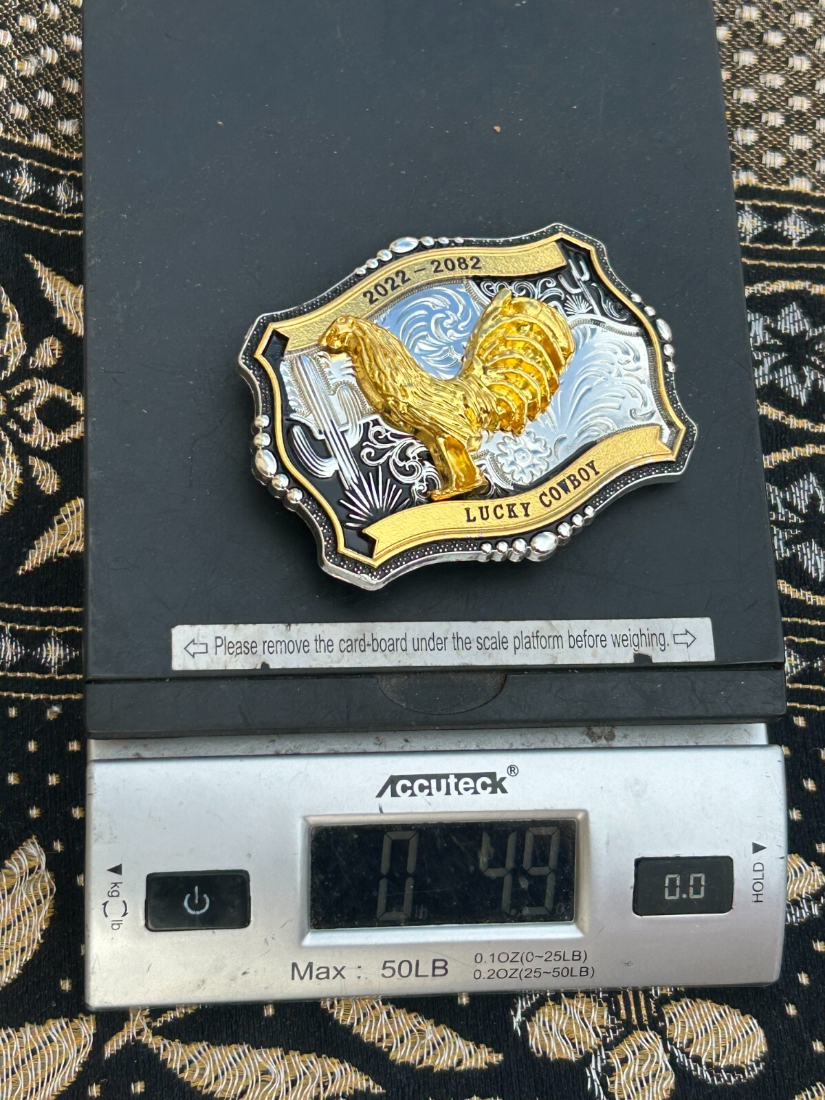Western Buckle Gold Black Silver Rooster Cowboy 2 »Buckle Hebilla Vaquero Gallo