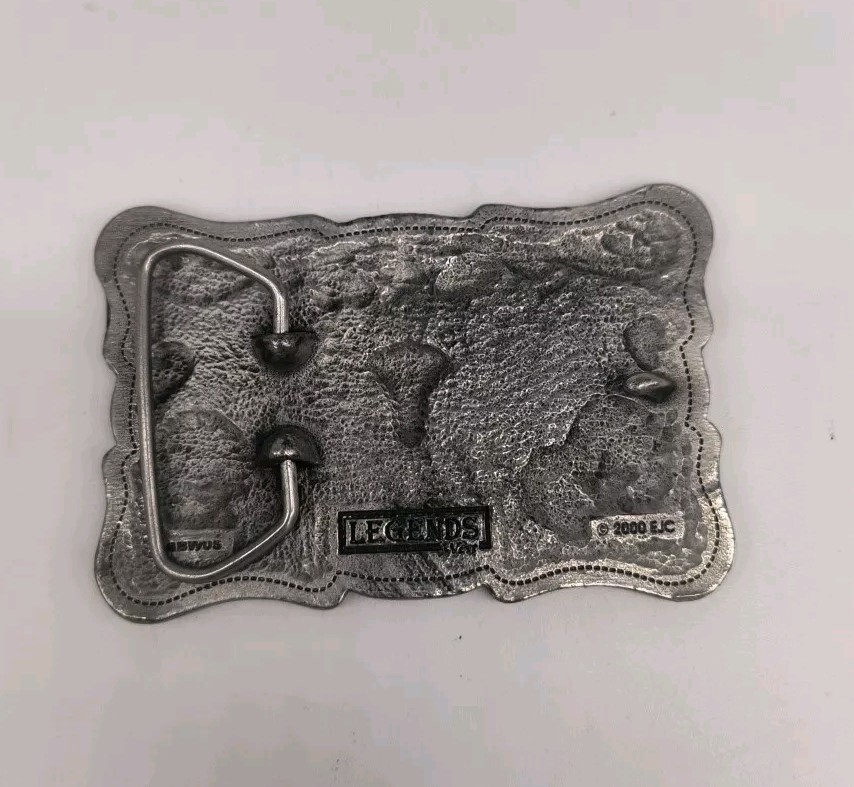 Western Legends Lone Star Long Horn Silver Tone Belt Buckle