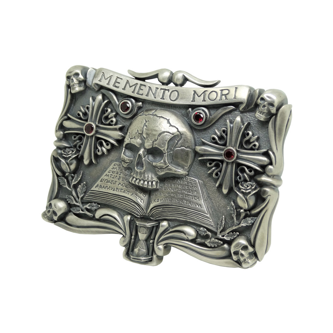 Handmade Sterling Silver Skull Mens Biker Belt Buckle Masonic мemento mori