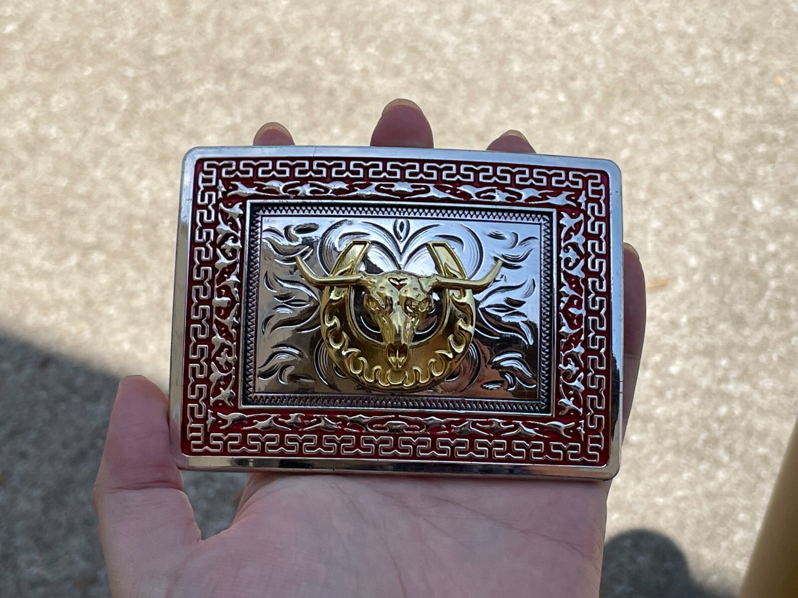Western Buckle Gold Silver Red Longhorn Bull Cowboy Fit 2 » Hebillas Vaqueras