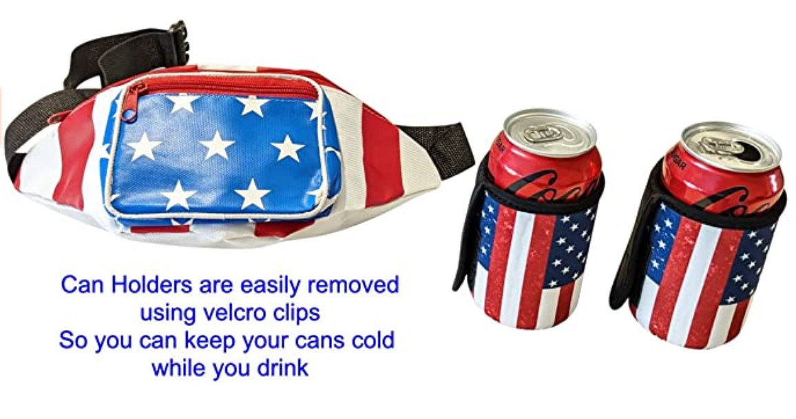 USA Merica Beverage Belt Fanny Pack Holster All American Classic Costume 4th of