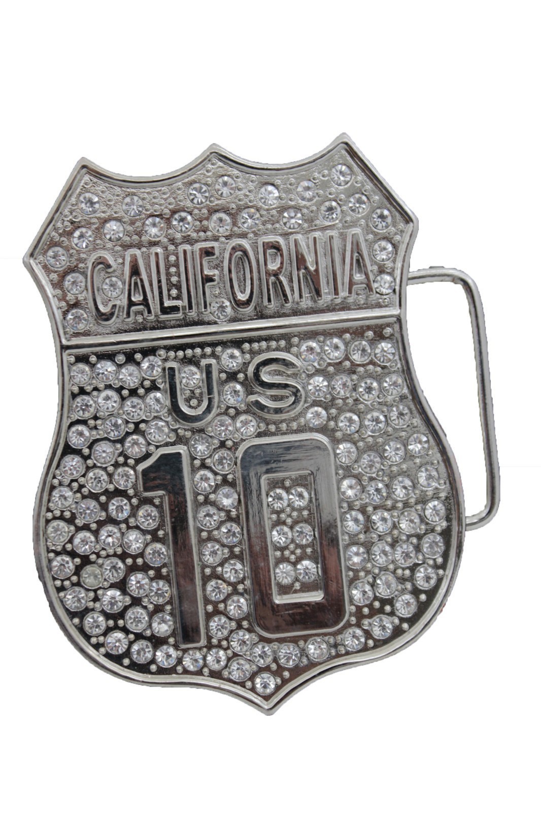 Men Silver Metal Belt Buckle CA State California 10 Freeway Bling Western Unisex