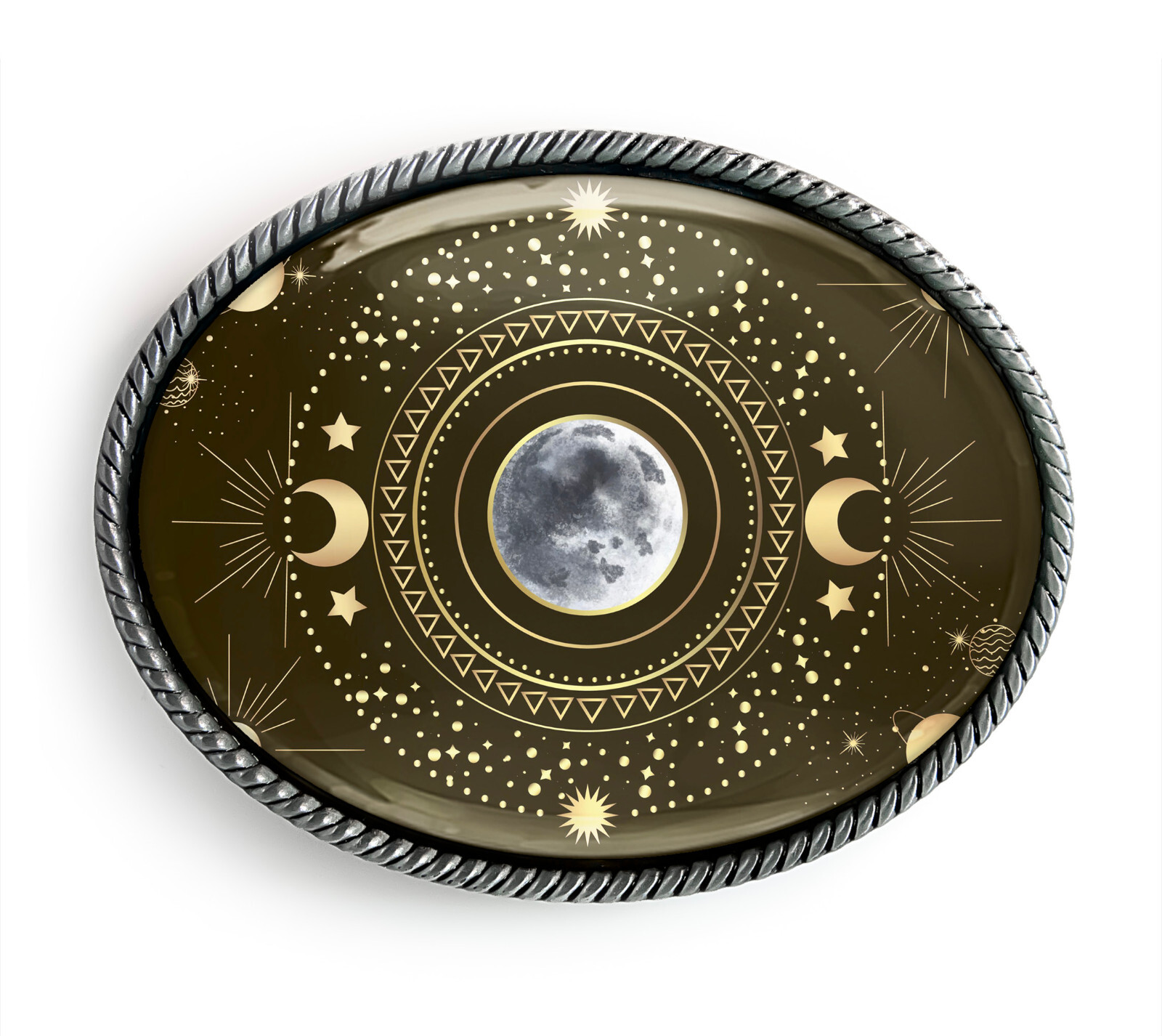 Esoteric Moon Belt Buckle – Celestial Solar System Belt Buckle – 637-2