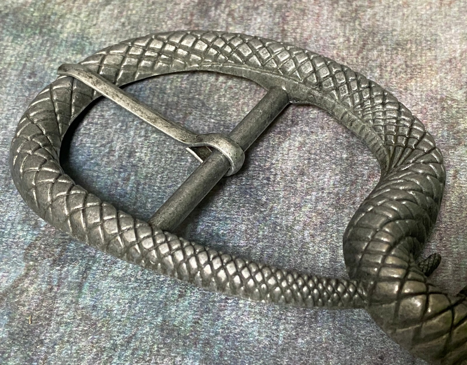 ENMON SNAKE BELT BUCKLE UNIQUE Pewter 6&Prime; (L) x 2 5/8&Prime; (W) NEW