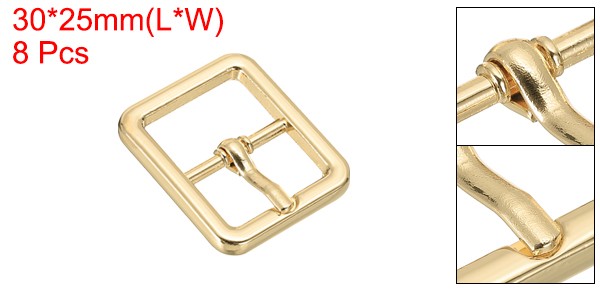8Pcs 0.75&Prime; Single Prong Belt Buckle Square Center Bar Buckles Light Gold