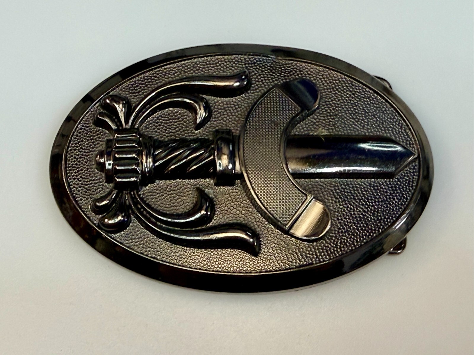 Cavalry Swords Weapon Black Color Mens Oval Vintage Belt Buckle
