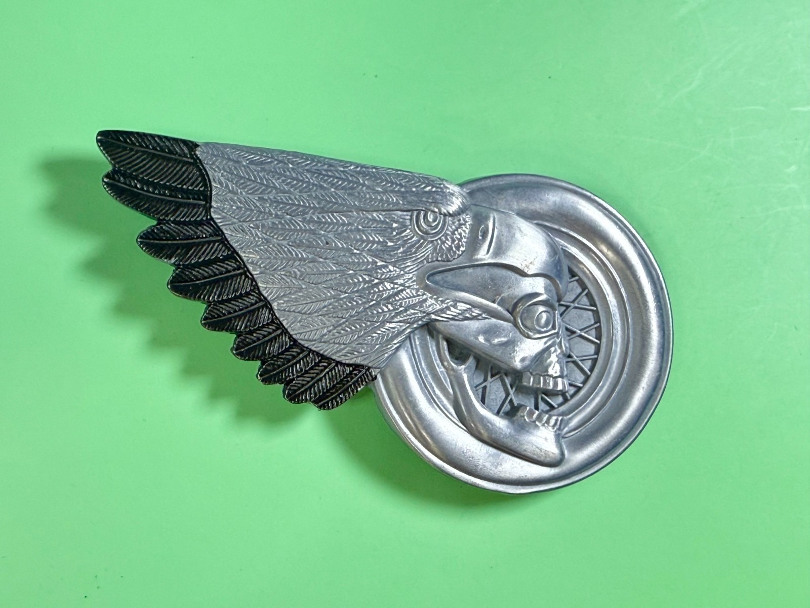 Eagle Skull Motorcycle Wheel Chopper Biker&rsquo;s Rider&rsquo;s Figural Cutout Belt Buckle