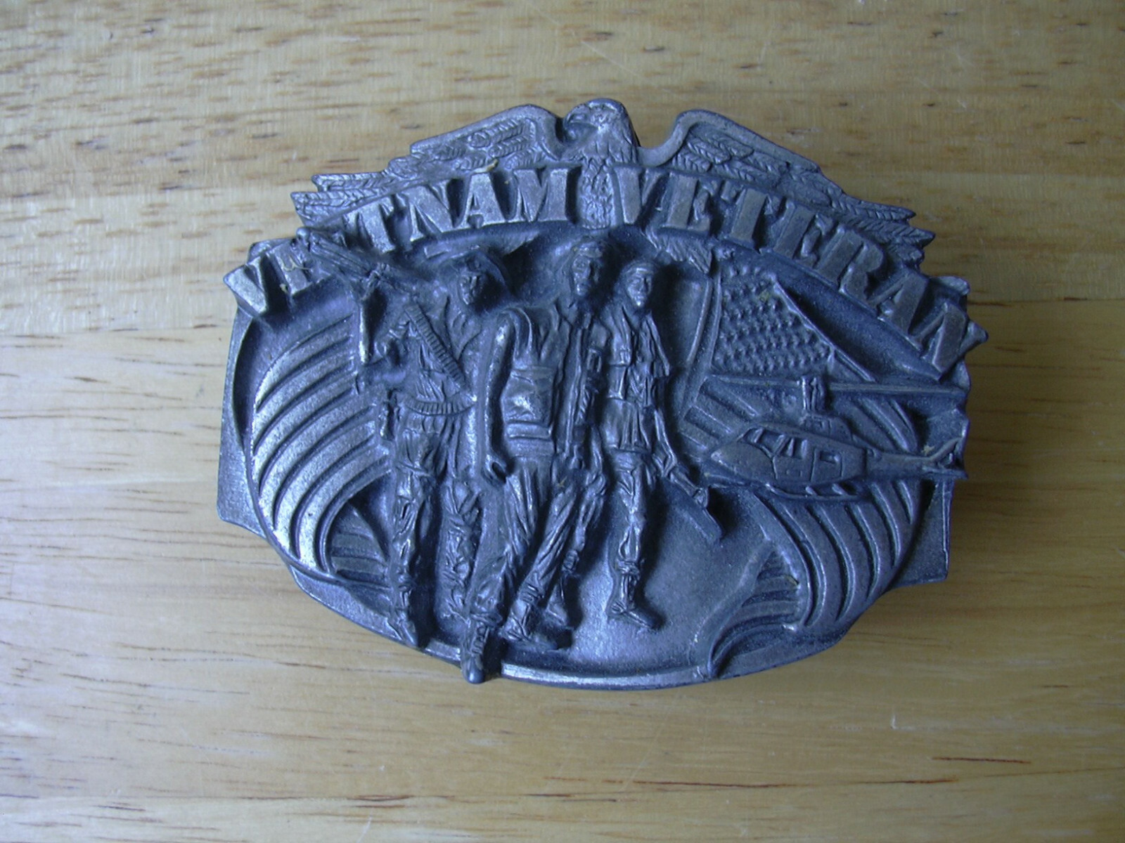 Vietnam Veteran 3D Pewter Belt Buckle Siskiyou K-85/s 1989 Forgotten Warrior USA