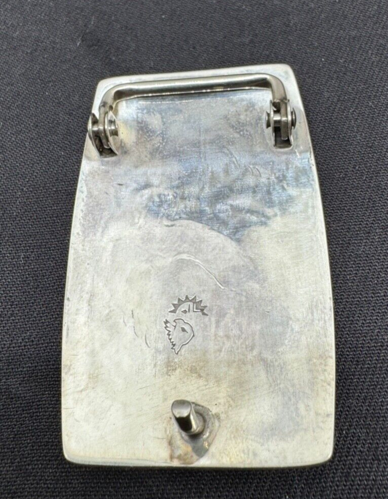 1950&rsquo;S EAGLE STERLING SILVER 38G HAND CRAFTED BELT BUCKLE ZUNI HOPI/NAVAJO? N473