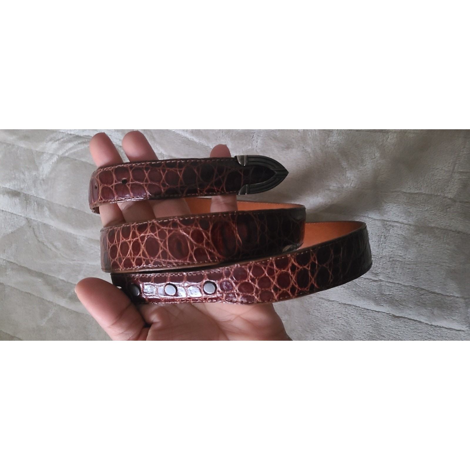 Douglas Magnus Genuine Alligator Leather Belt Sterling Silver Tip -41 No Buckle