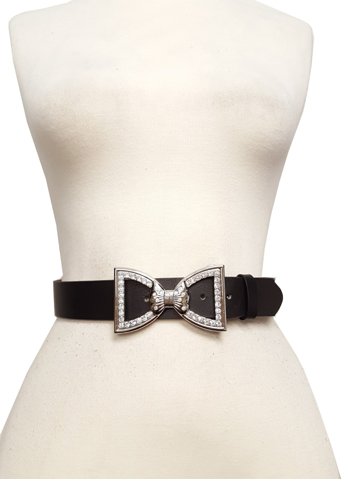 On Sale: Shiny Silver Crystal Bow Tie Belt Buckle