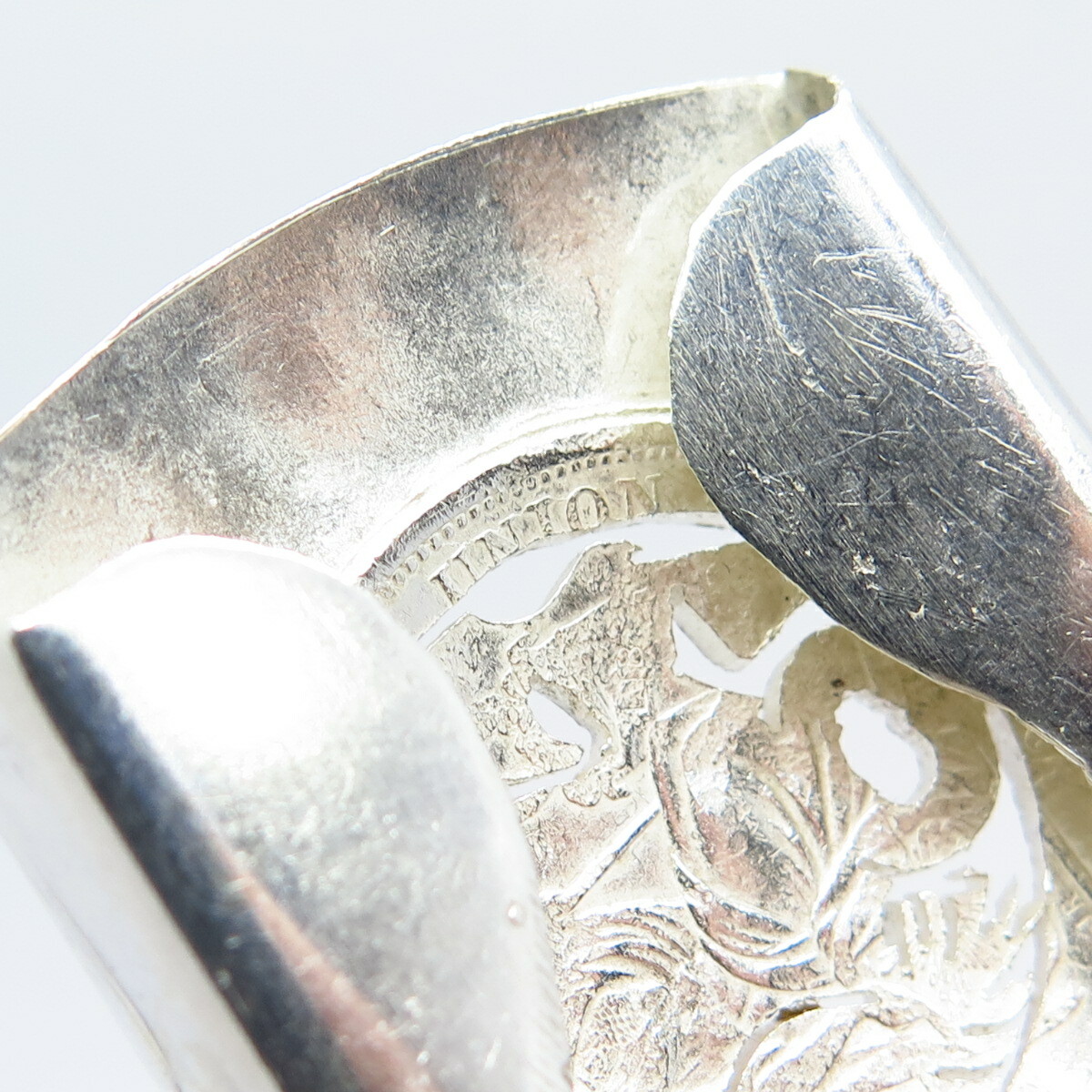 925 Sterling Silver Antique 1907 Peruvian Dinero Coin Belt Buckle