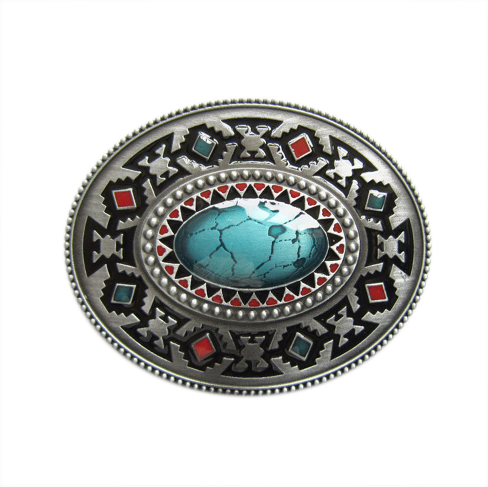 Vintage Style Enamel Southwest Pattern Celtic Oval belt buckle also Stock in US