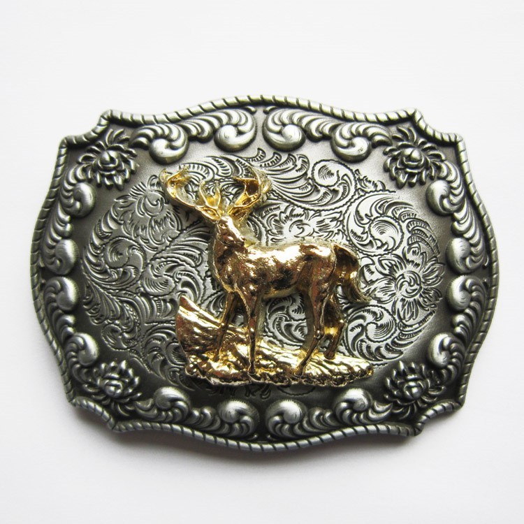 NEW 3-D DEER ANIMAL HEAD HORN RODEO COWBOY WESTERN BELT BUCKLE