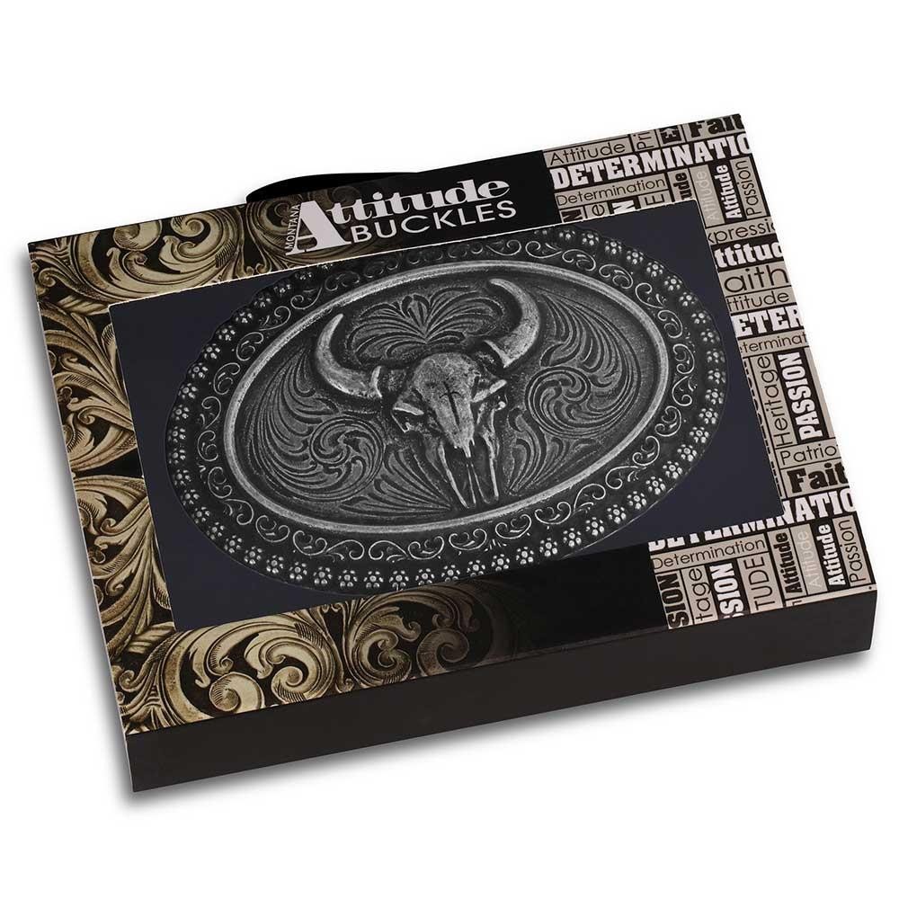 Montana Silversmiths Attitude Frontier Pride Buffalo Skull Western Belt Buckle