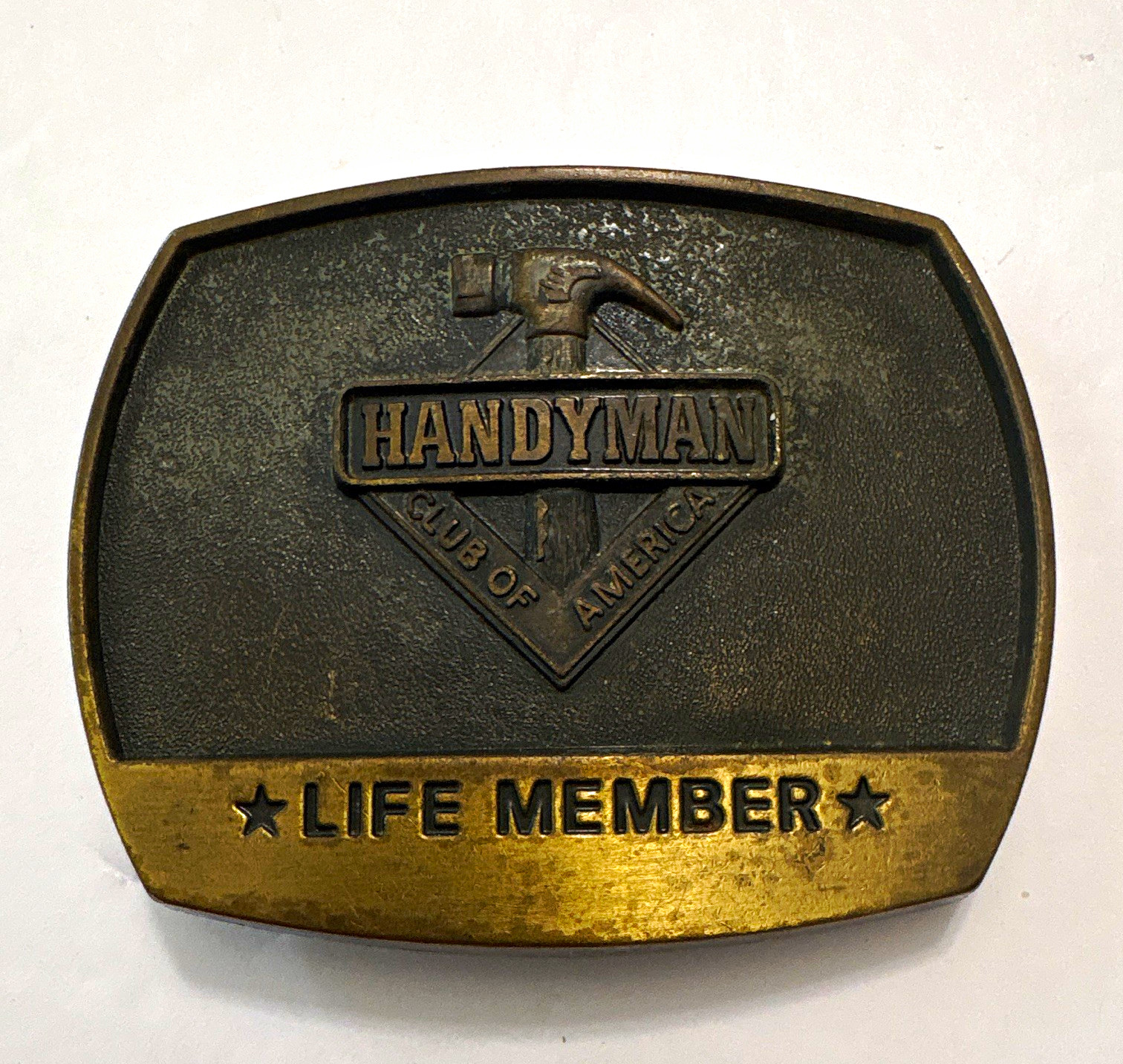 Handyman Club of America Life Member Western Belt Buckle Black/Gold Metal 1.5in