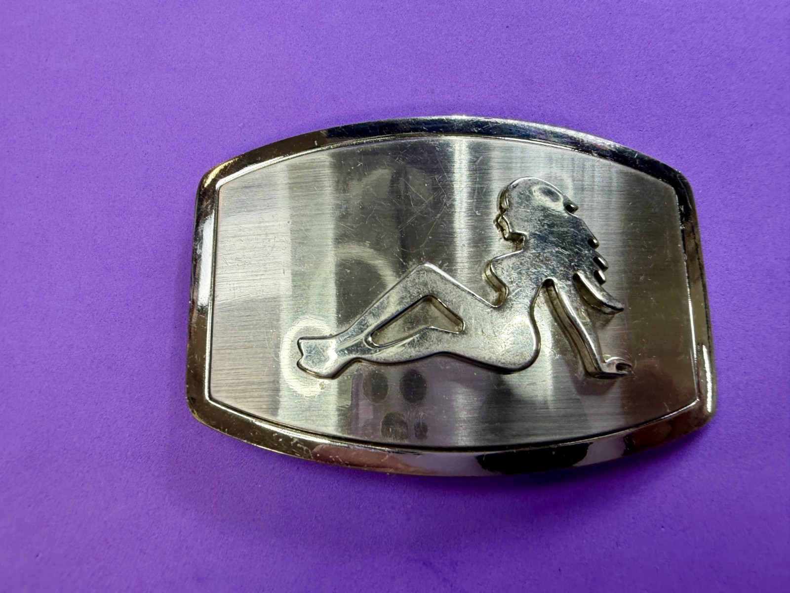 Mud Flap Sexy Girl Woman Silhouette Figure Silver Tone Trucker Biker Belt Buckle