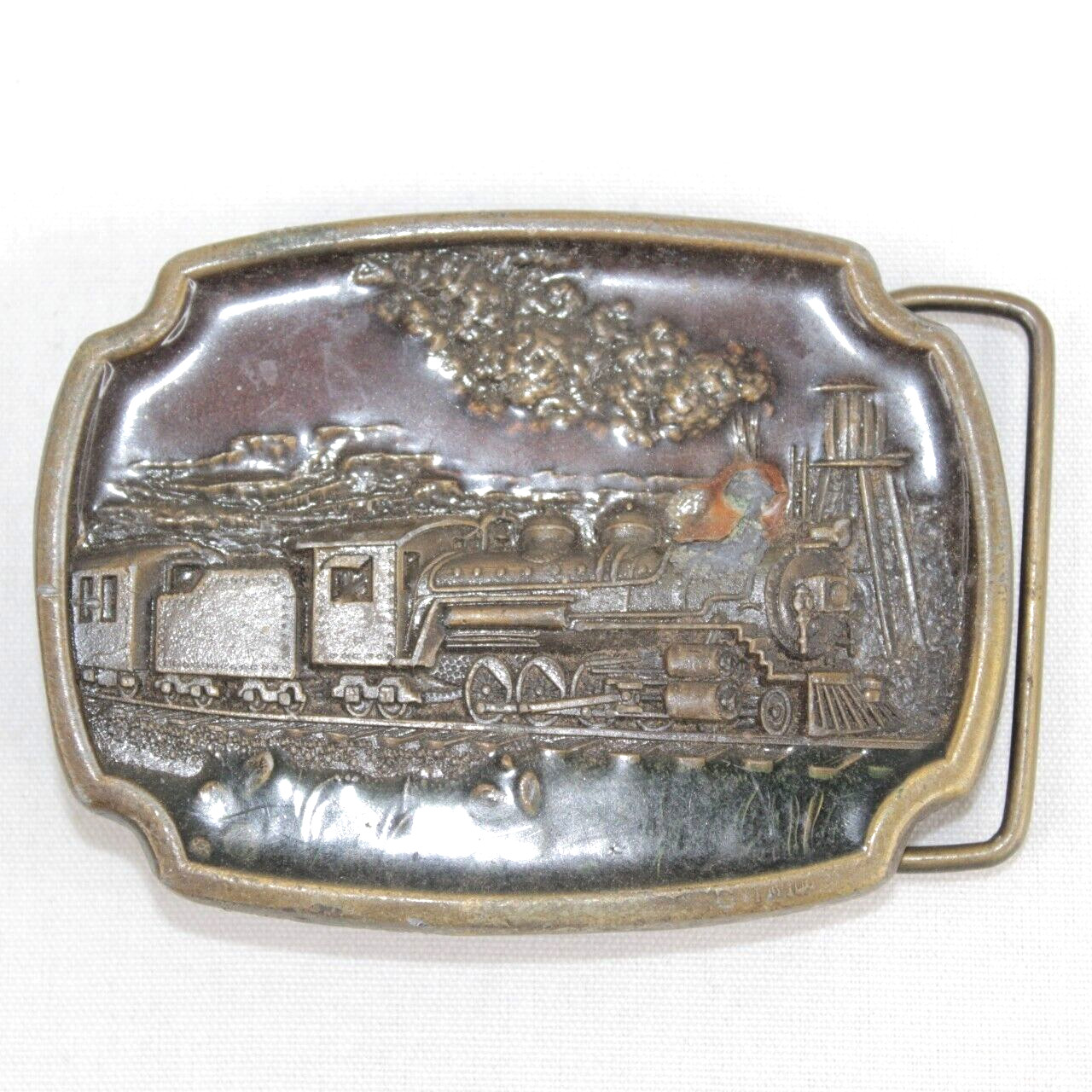 Texas Railroad Train Embossed Brass Belt Buckle Xoleaco A12