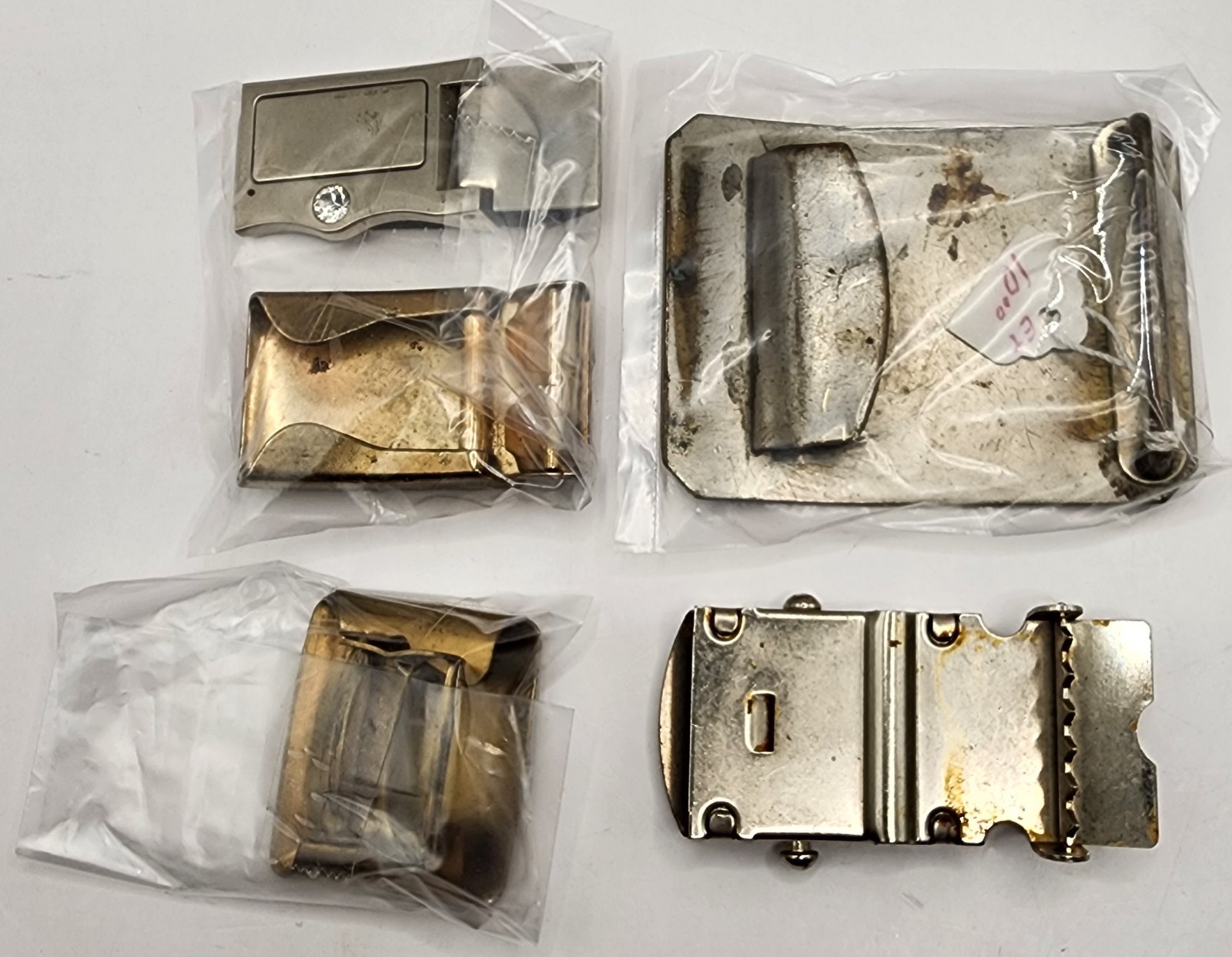 Vintage Belt Buckle & Money Clip Lot of 5 Brass Silver Tone Interchangeable WC
