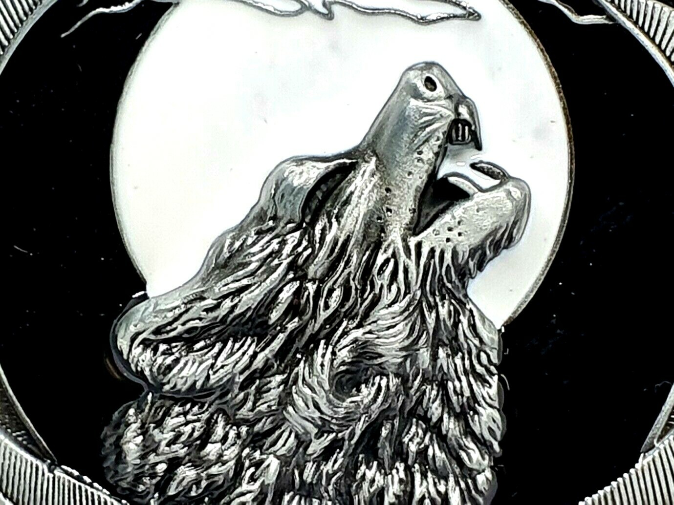 Belt Buckle Howling Wolf Moon Feathers Fenrir For 40mm Belt Pagan Norse Viking