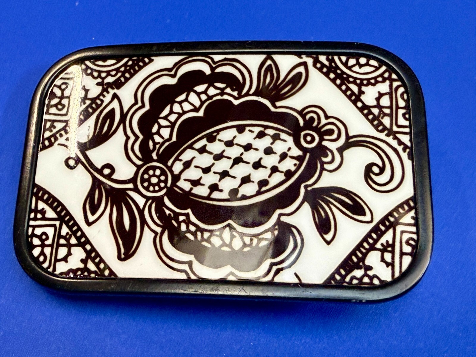 Flower Art Floral Theme Hand Painted Enamel Belt Buckle by Buckle Down