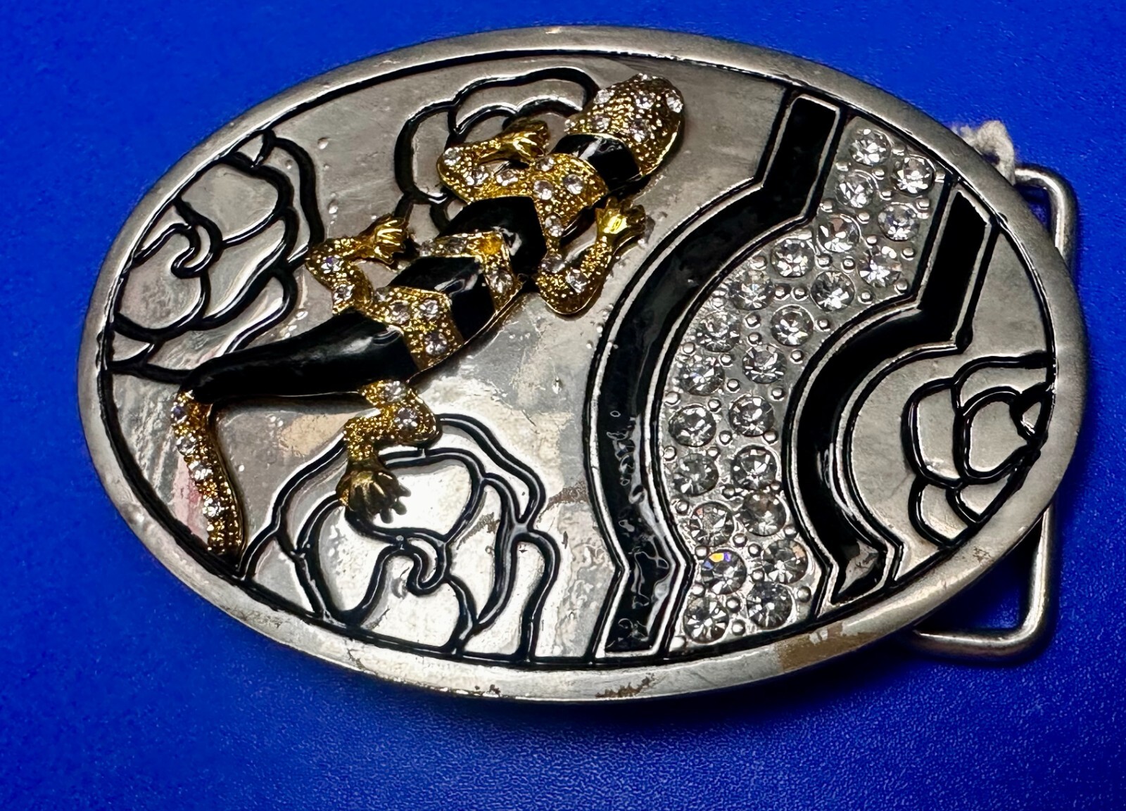 Gecko Lizard Salamander Multi Colored Jeweled Unique Animal Theme Belt Buckle
