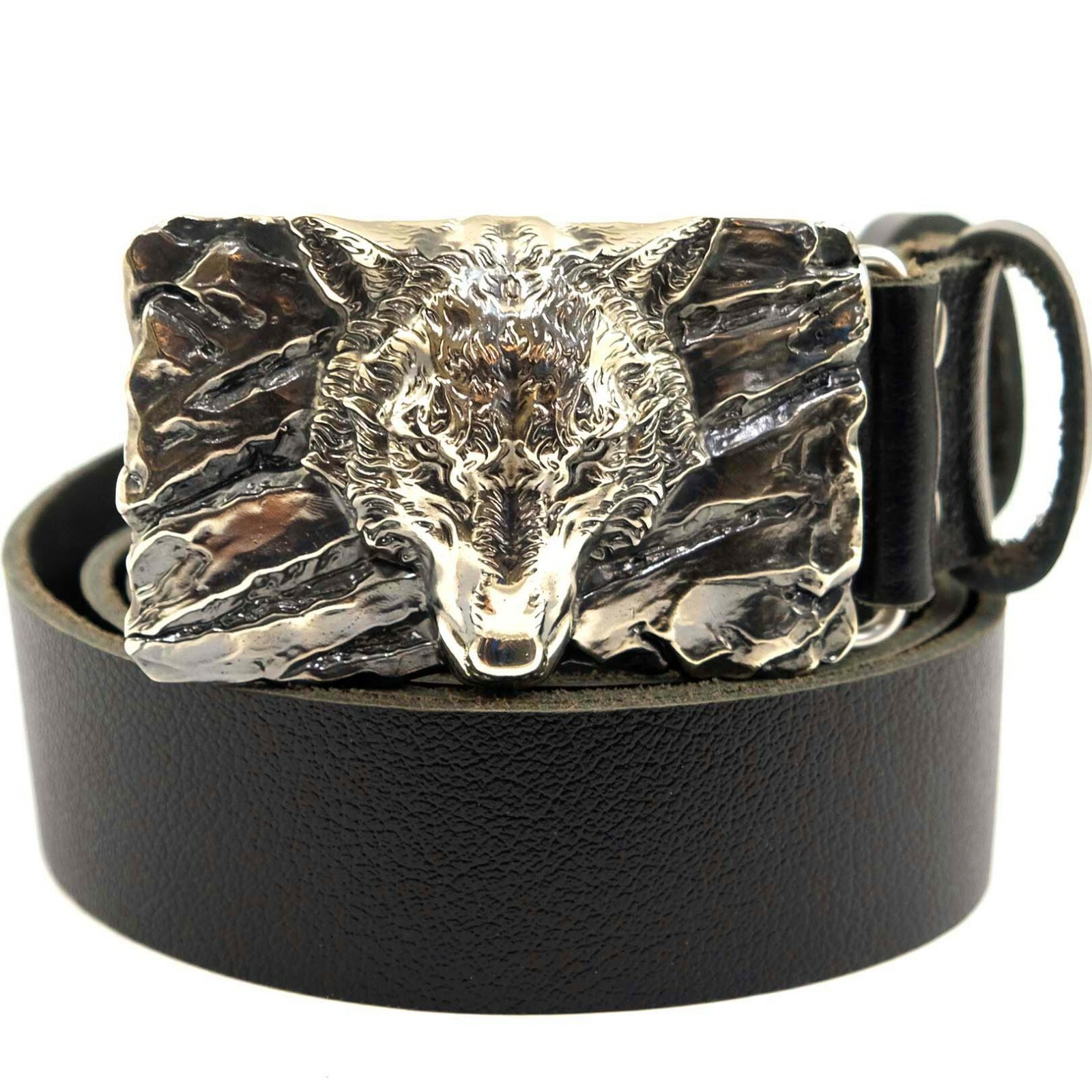 German silver belt buckle « Fenrir Wolf », Animal belt buckle; Werewolf buckle