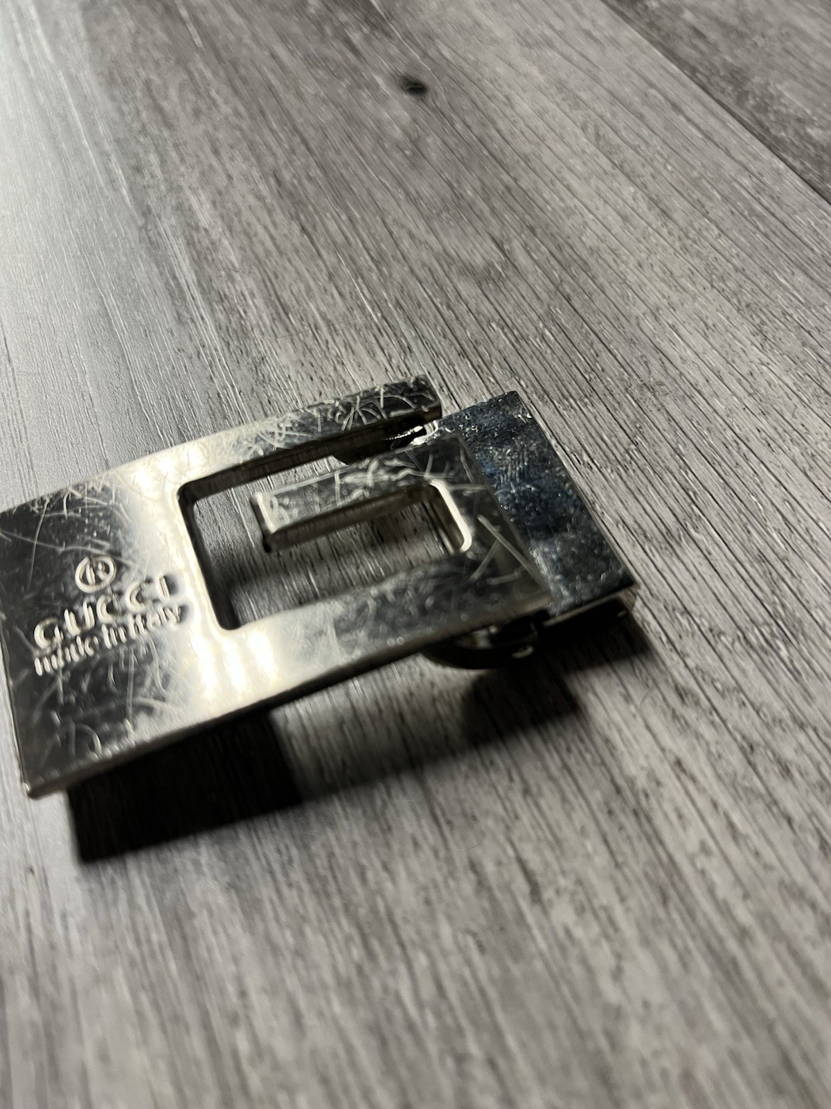 Gucci Archive G Logo Belt Buckle Vintage 90s Heavy Solid Metal Italian Hardware
